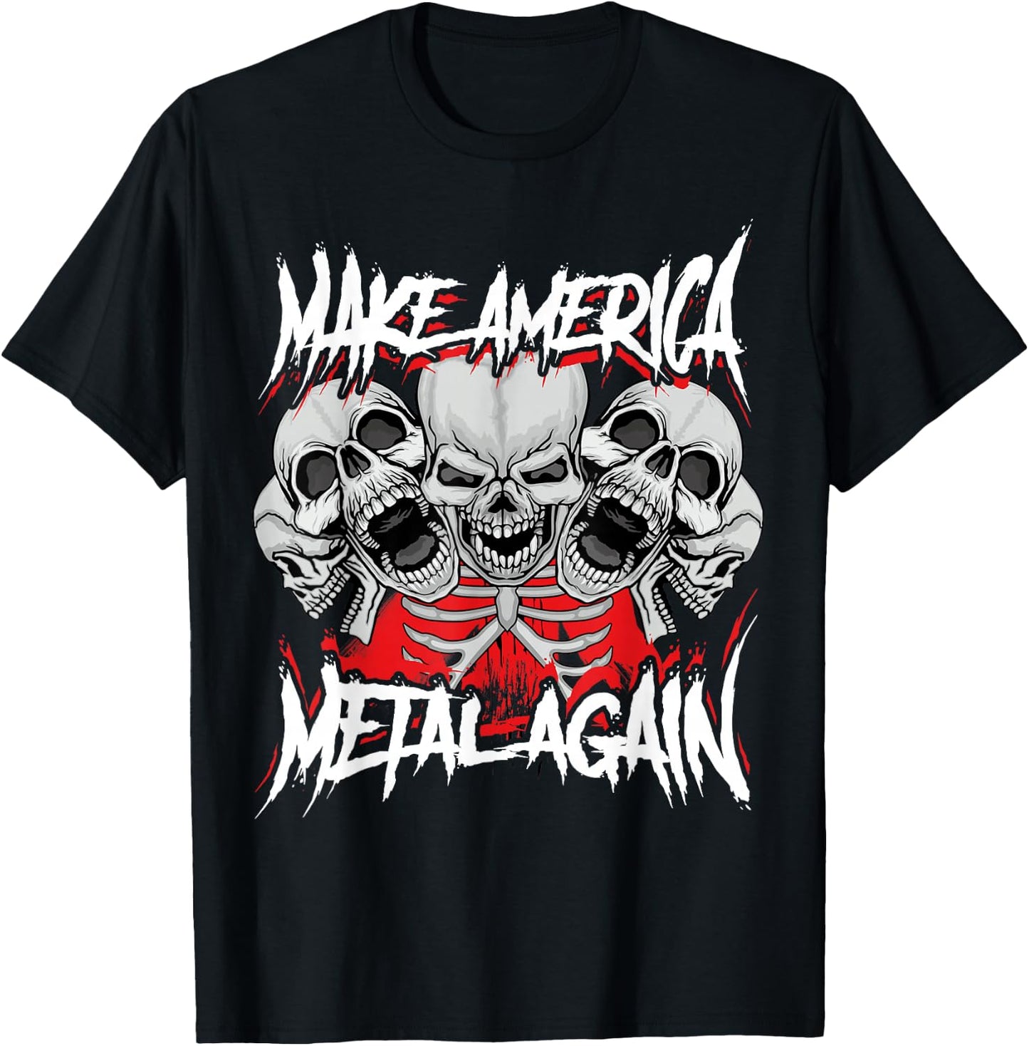 Make America Metal Again Skull Rock Metal Rock Hardcore Gift T-Shirt - T-Shirt | Black