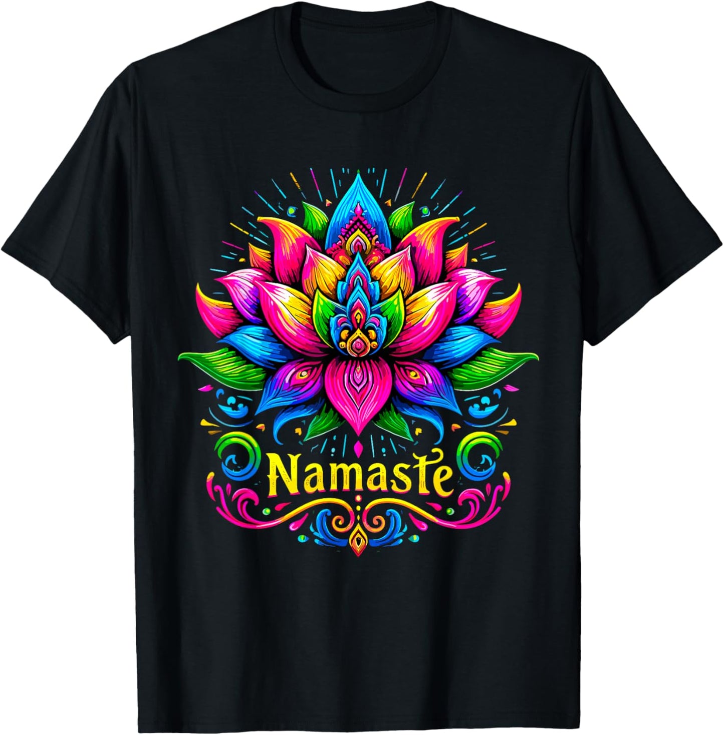 Namaste Lotus Flower Meditaton T-Shirt - T-Shirt | Black