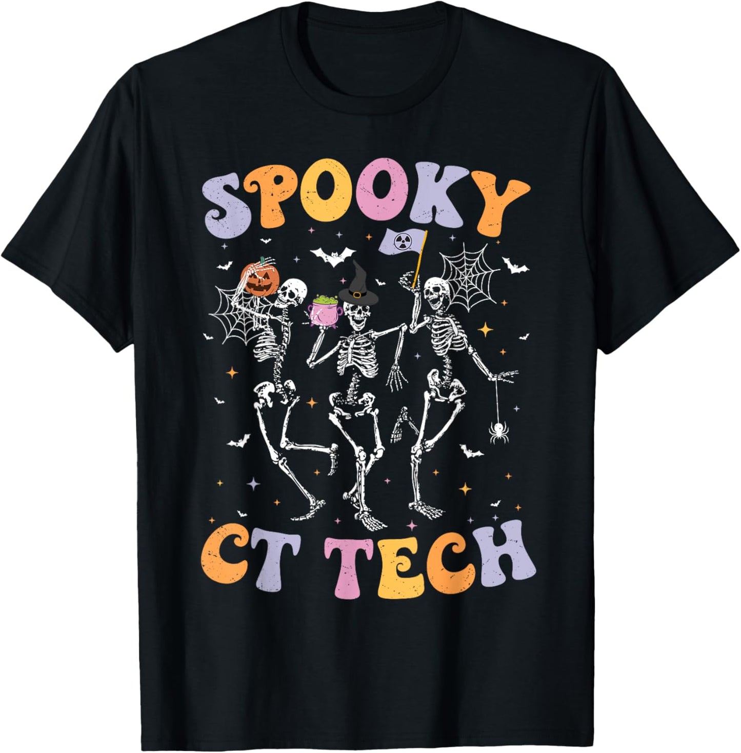 Skeleton Spooky CT Tech Computed Tomography Tech Halloween T-Shirt - T-Shirt | Black