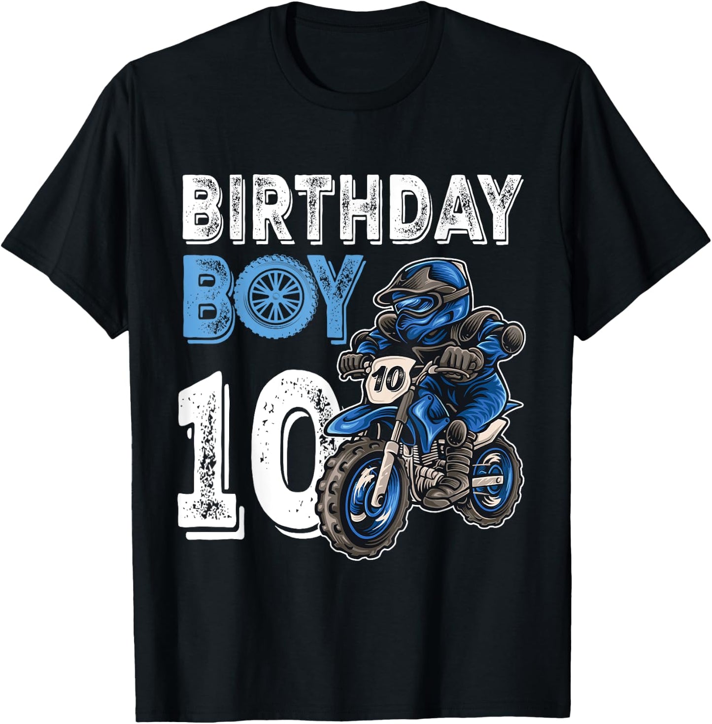 Motocross MX 10th Gift 10 Year Old Dirt Bike Birthday Party T-Shirt - T-Shirt | Black