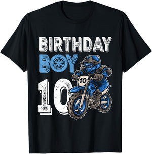Motocross MX 10th Gift 10 Year Old Dirt Bike Birthday Party T-Shirt - T-Shirt | Black