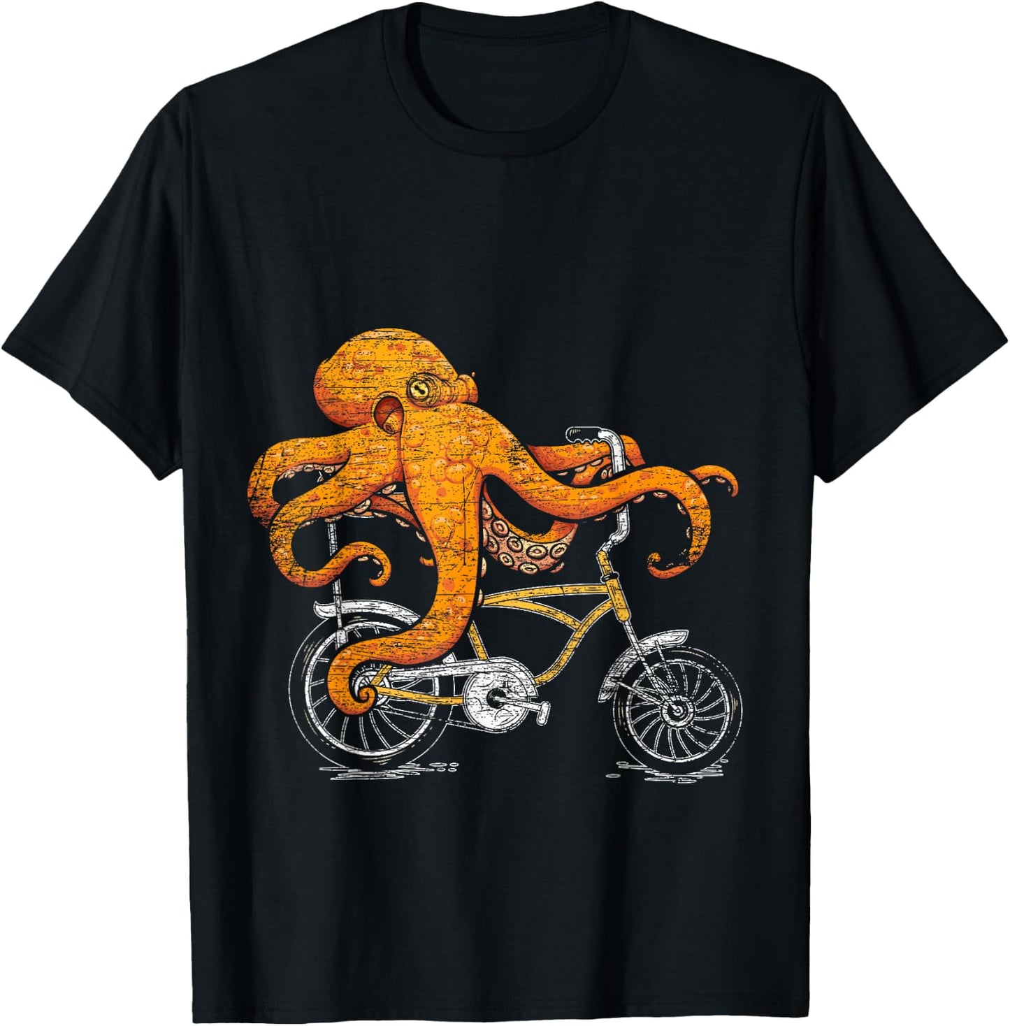 Octopus Riding A Bike T-Shirt - T-Shirt | Black
