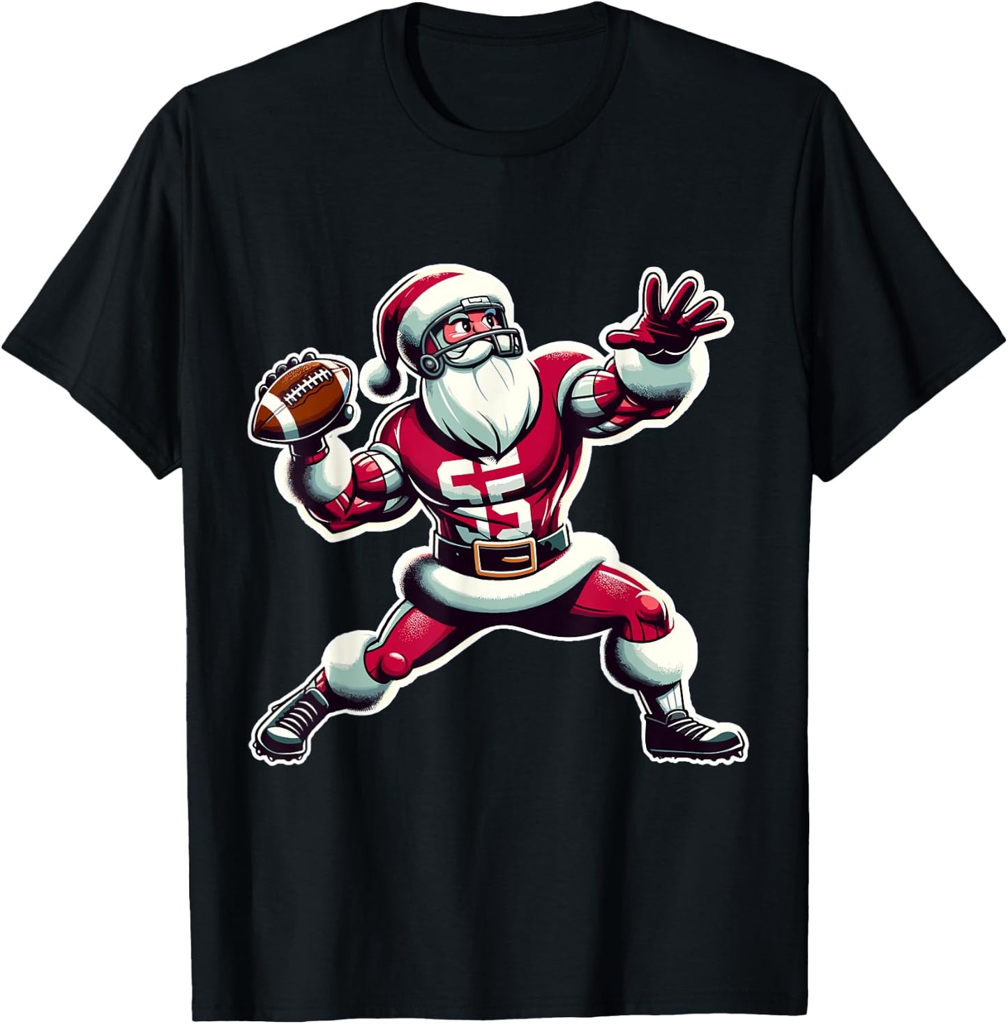 Christmas American Football Player Xmas Boys PJ T-Shirt - T-Shirt | Black