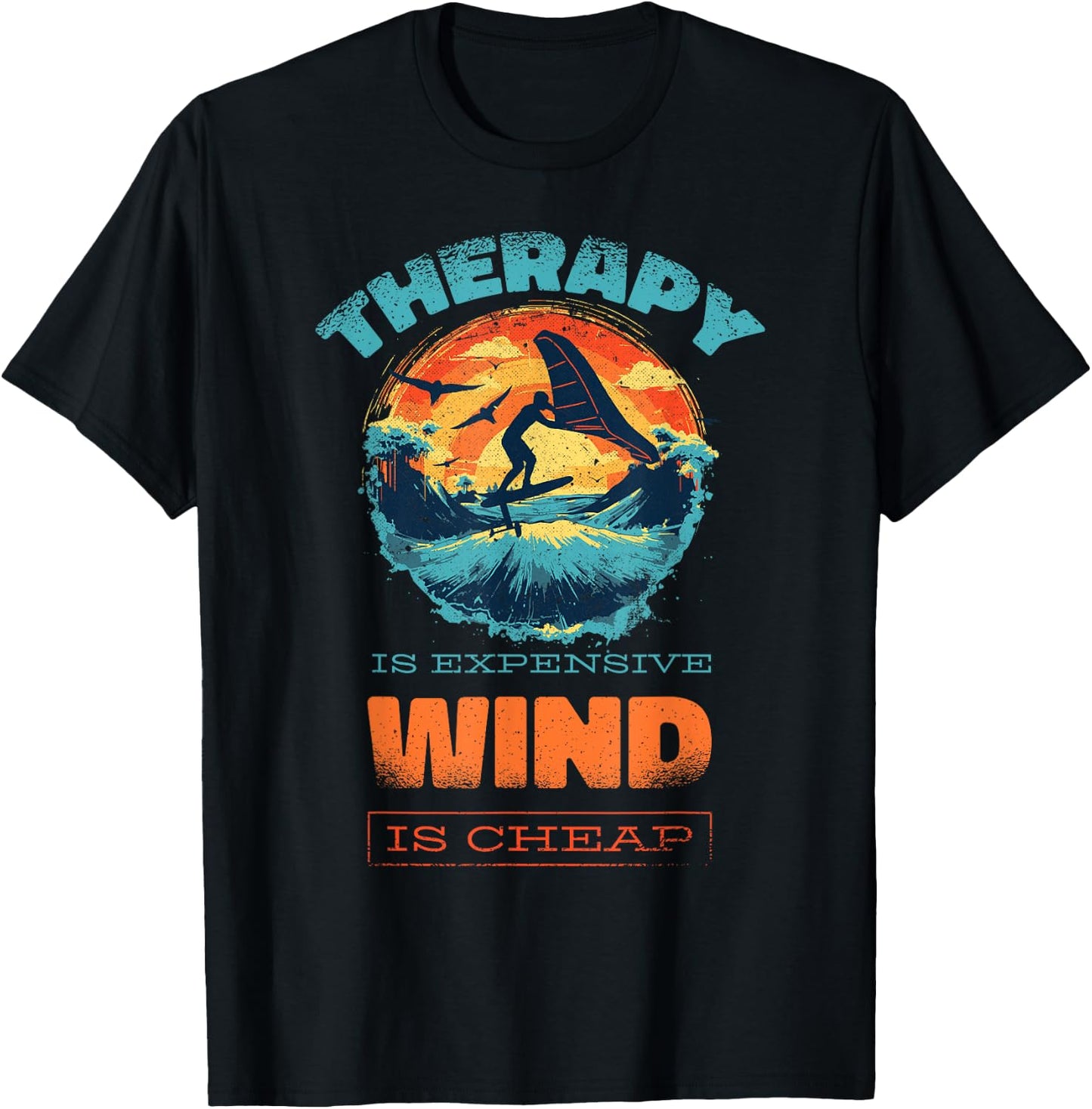 Wingfoil-Surfer Wingfoiling-Board Wing-Foiling Wing-Surf T-Shirt - T-Shirt | Black