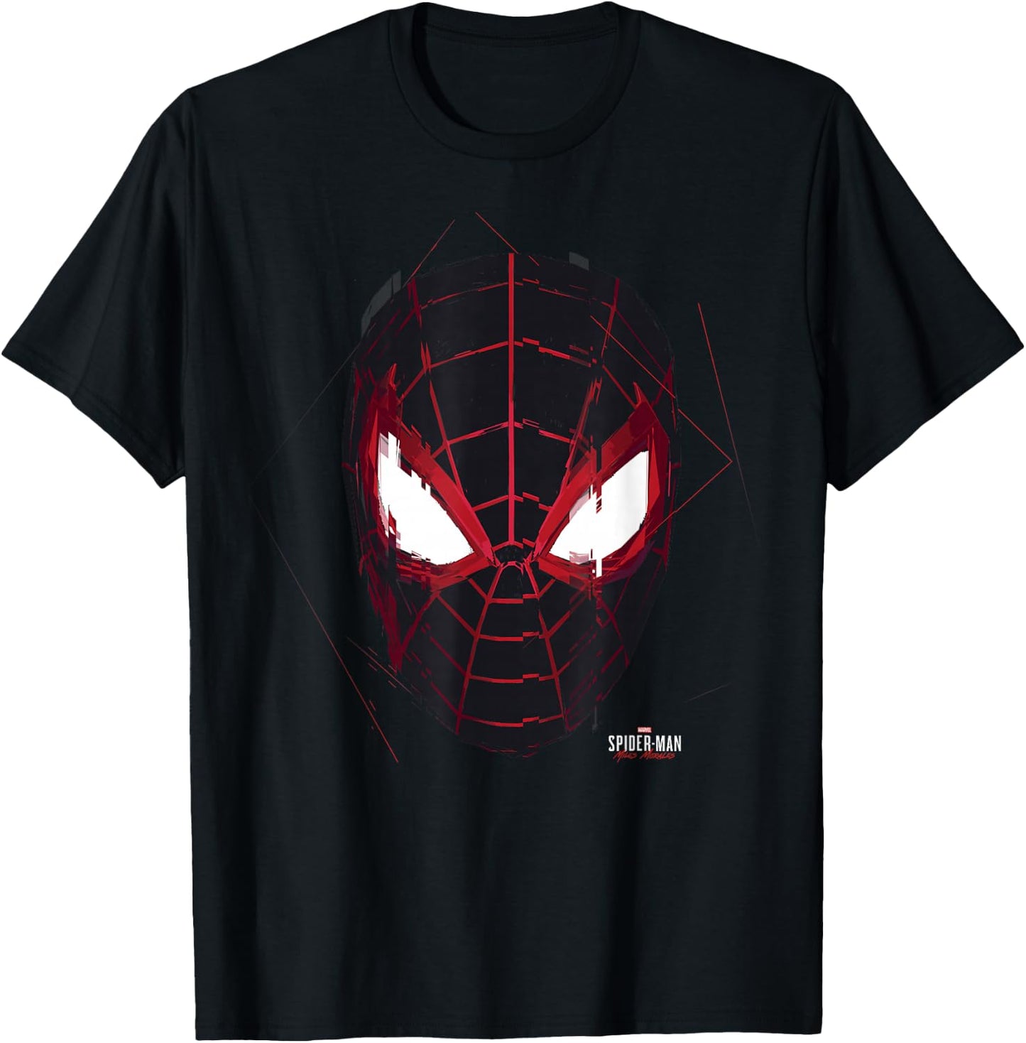 Marvel Spider-Man: Miles Morales Glitch Mask Small T-Shirt - T-Shirt | Black