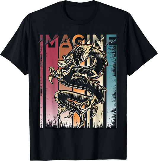 Imagine Dragon A Vintage Retro Cool Art T-Shirt - T-Shirt | Black