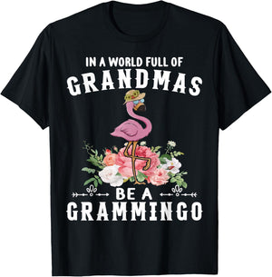 In a world full of grandmas be a grammingo funny flamingo T-Shirt - T-Shirt | Black