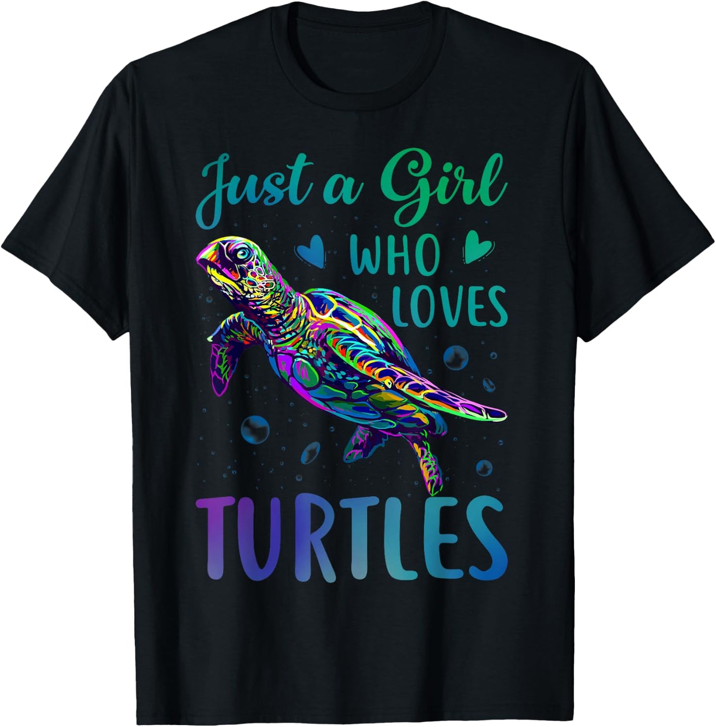 Just A Girl Who Loves Turtles Watercolor Sea Ocean Gift T-Shirt - T-Shirt | Black