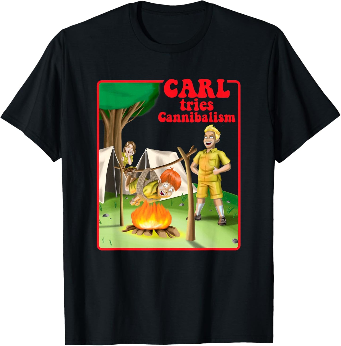 Carl Tries Cannibalism - Cute Horror Shirt - Funny Horror T-Shirt - T-Shirt | Black