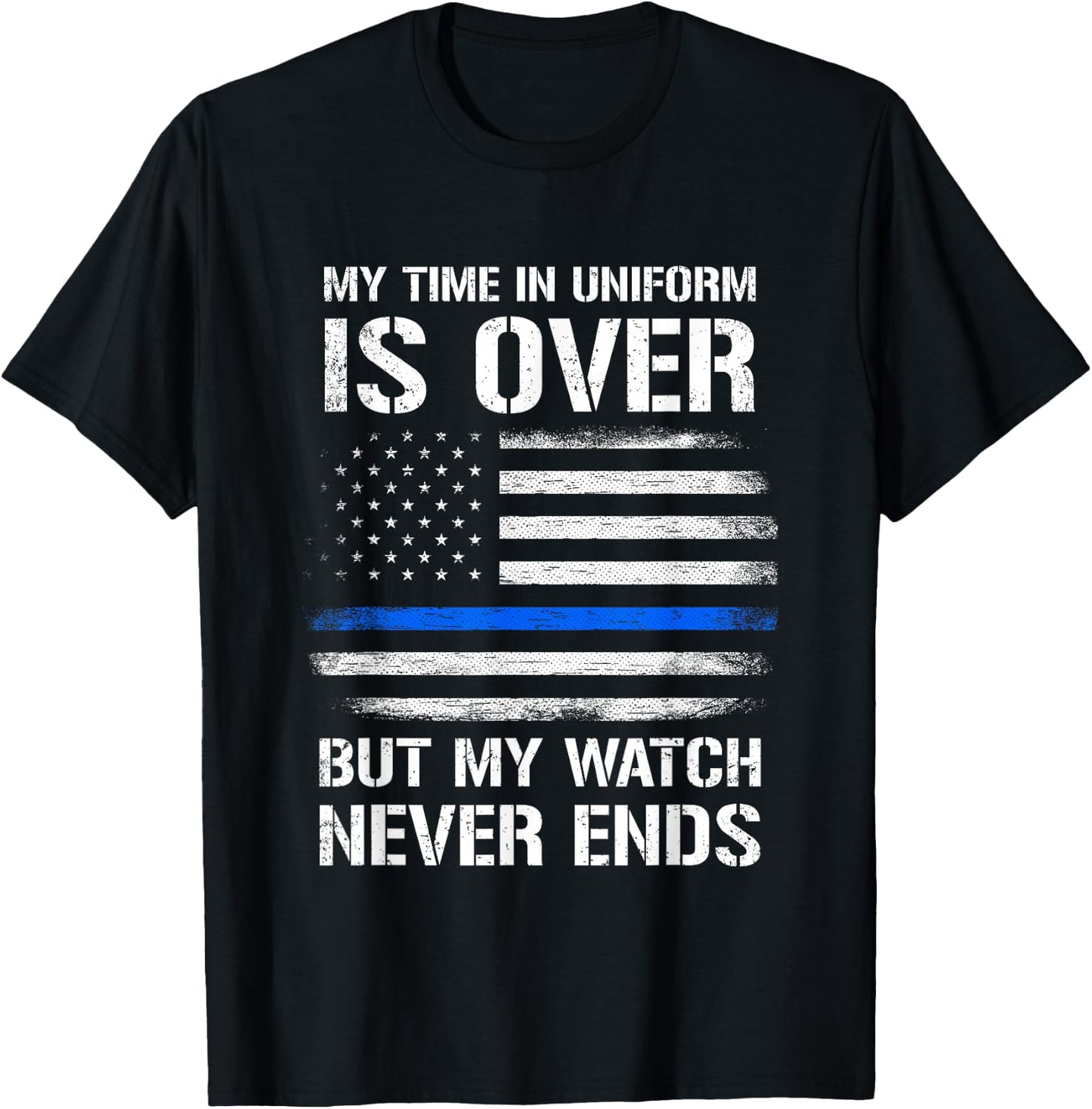 Retired Police Officer Gifts Thin Blue Line T-Shirt - T-Shirt | Black