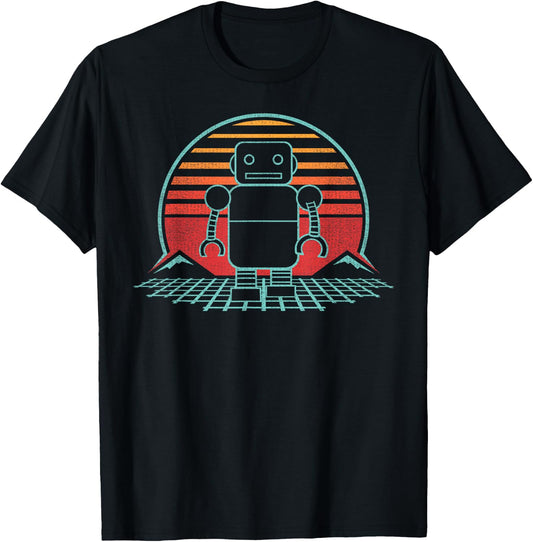 Robot Lover Robotics Engineer Retro Vintage 80s Style T-Shirt - T-Shirt | Black