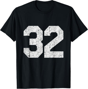 #32 Jersey Uniform Varsity Sports Number, 32nd Birthday T-Shirt - T-Shirt | Black