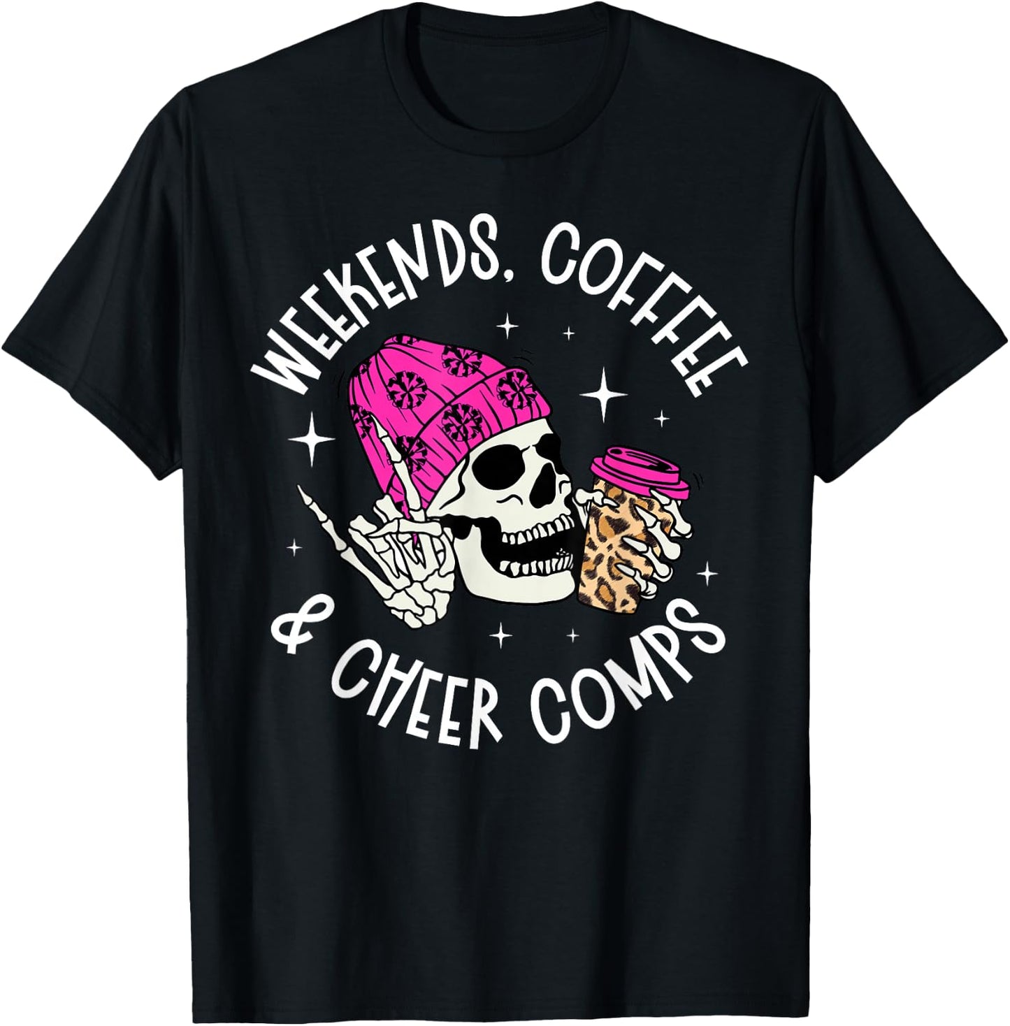 Weekends Coffee Cheer Mom Of A Cheerleader Mother Cheer Mama T-Shirt - T-Shirt | Black