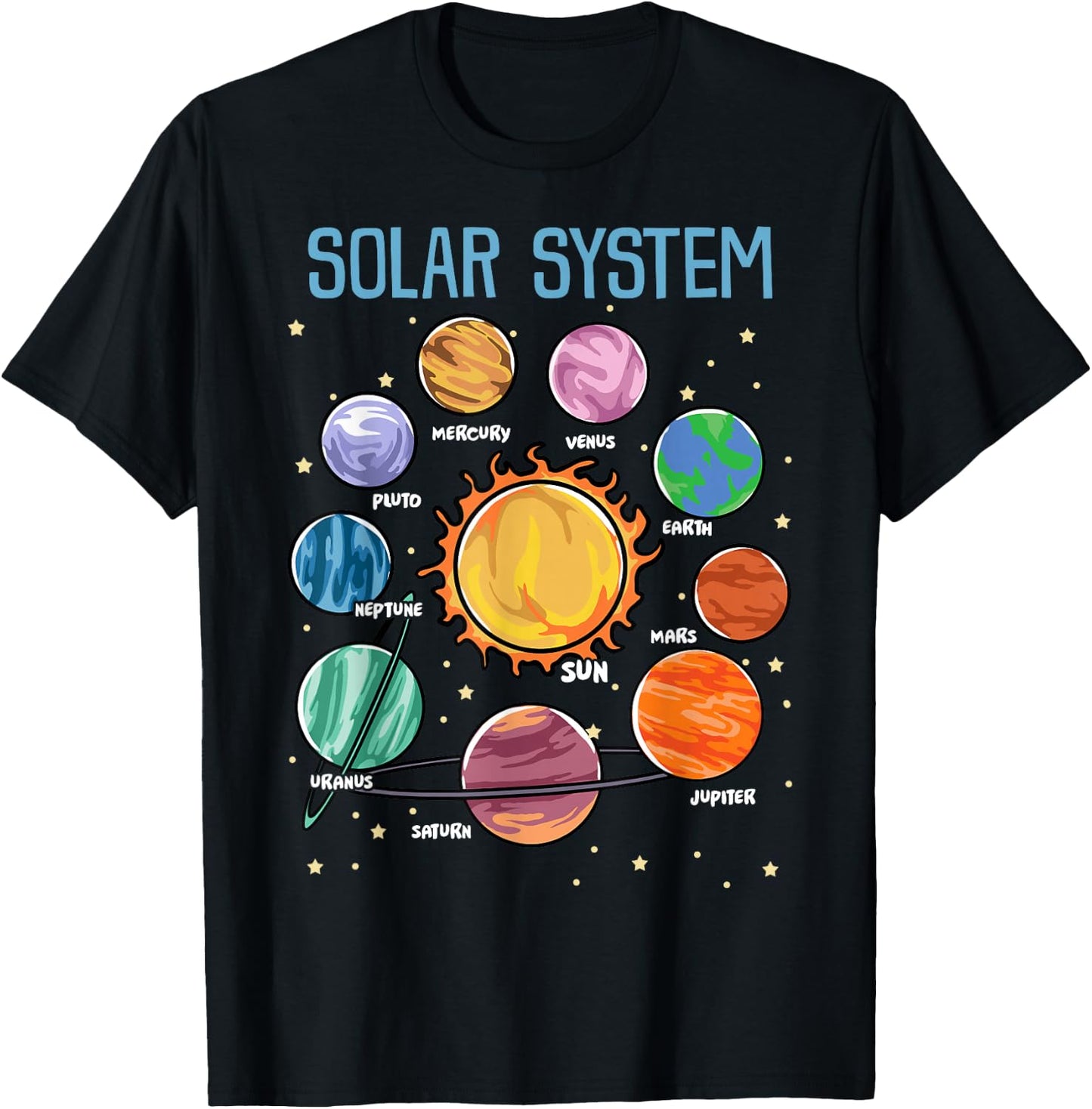 Solar System Planets Science Space Boys Girls STEM Kids T-Shirt - T-Shirt | Black