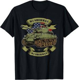 M4 Sherman American Tank WW2 World War 2 Gift T-Shirt - T-Shirt | Black