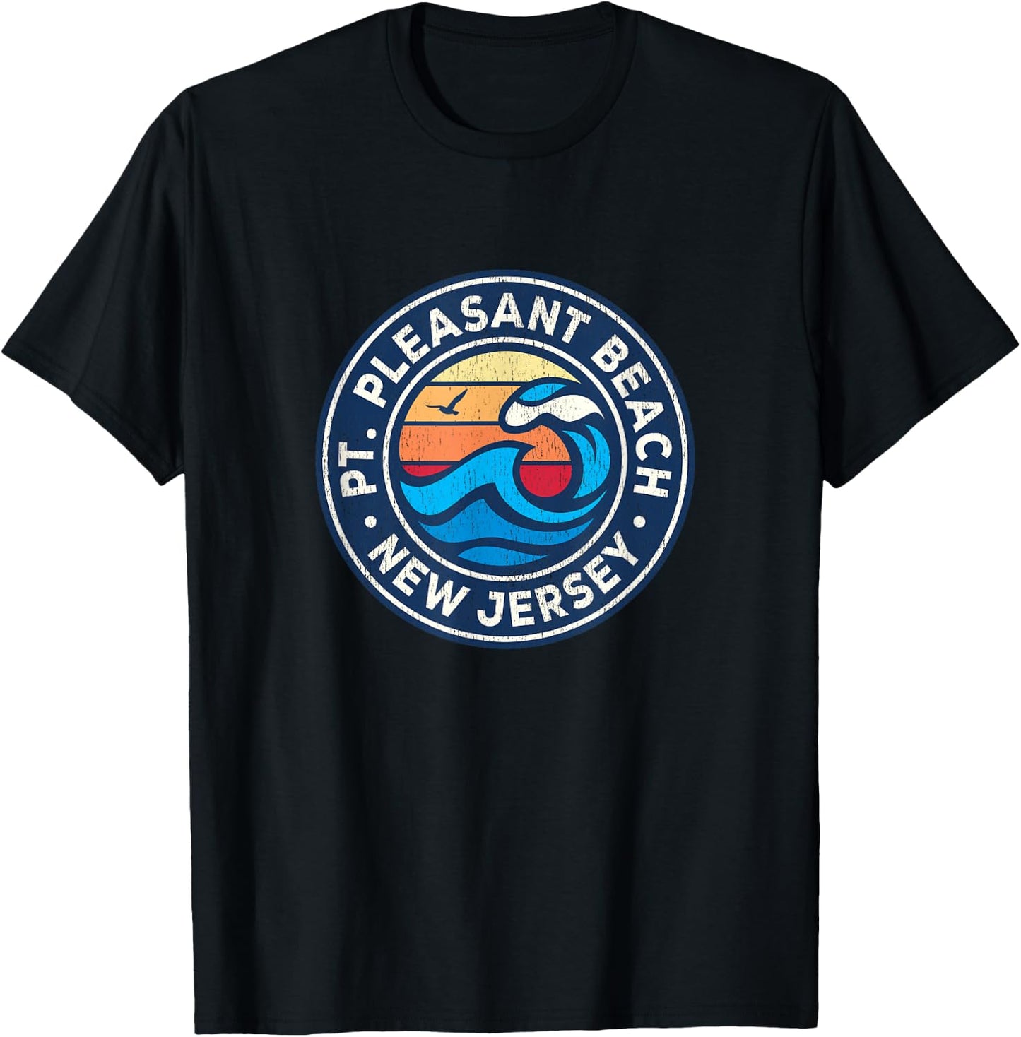 Point Pleasant Beach New Jersey NJ Vintage Nautical Waves De T-Shirt - T-Shirt | Black