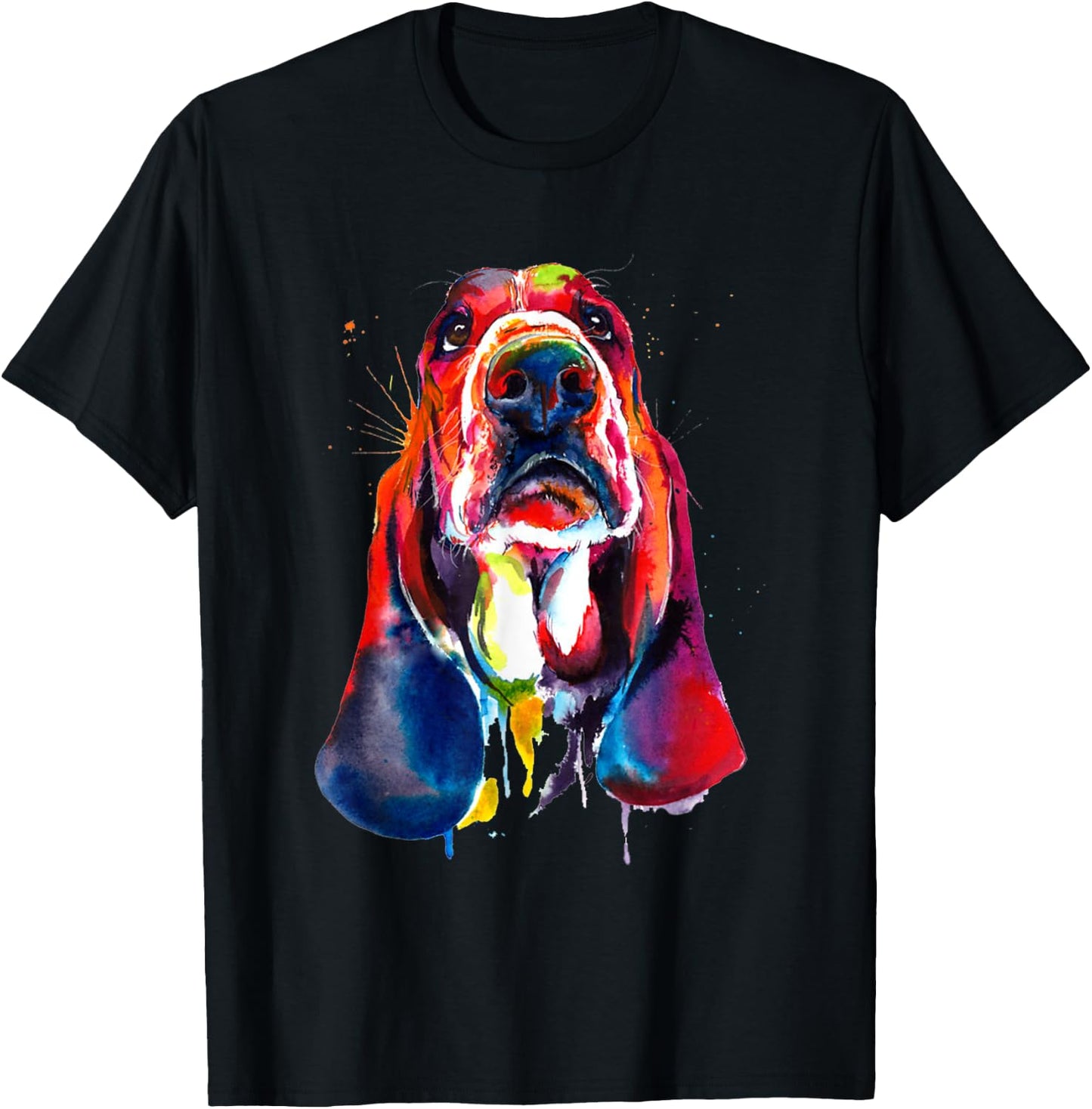 Basset Hound Artistic Funny Dog Cute Sweet Gift Birthday Women Kids T-Shirt - T-Shirt | Black