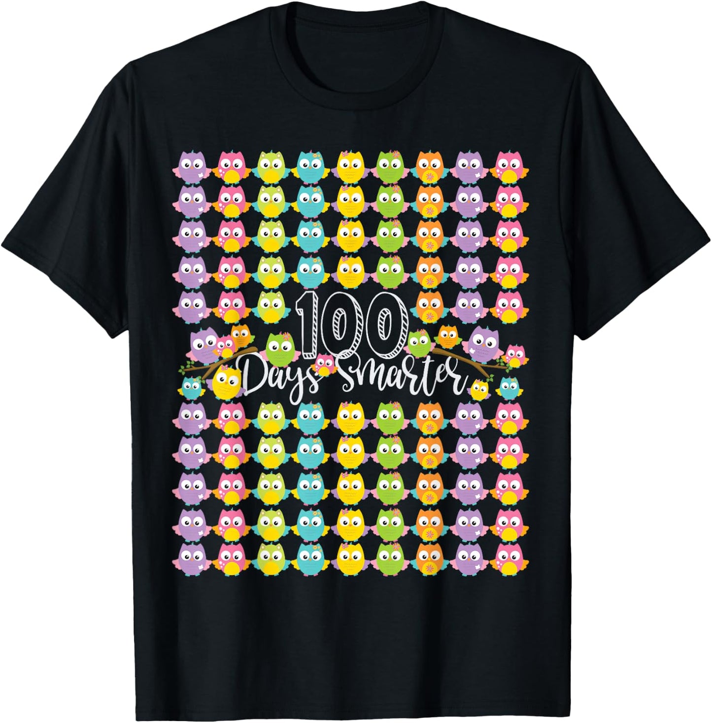 100 Days Smarter- 100th Day Of School Owl Kids & Teachers T-Shirt - T-Shirt | Black