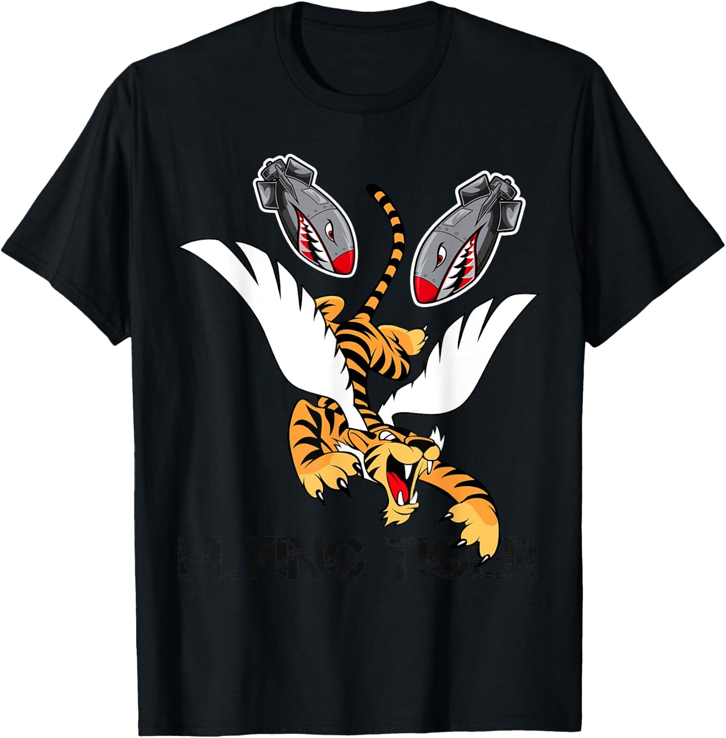 Funny Cool Tiger Flying Novelty Graphic & Cool Designs T-Shirt - T-Shirt | Black