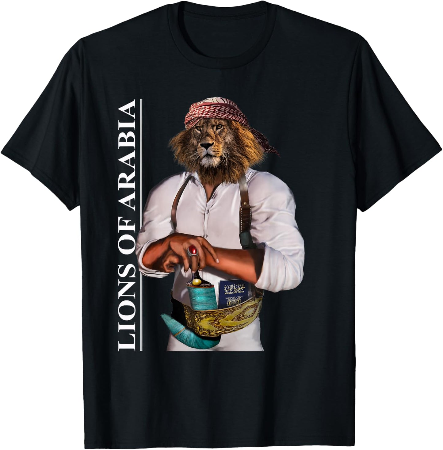 Lions Of Arabia Yemeni Style T-Shirt - T-Shirt | Black