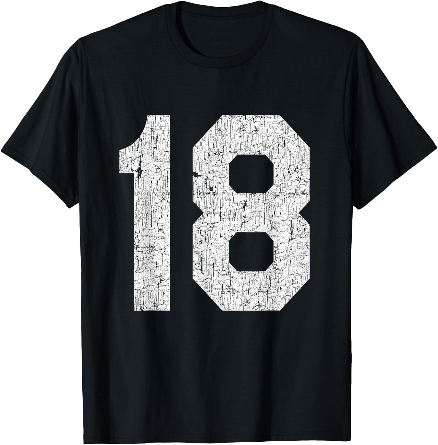 #18 Jersey Uniform Varsity Sports Number, 18th Birthday T-Shirt - T-Shirt | Black