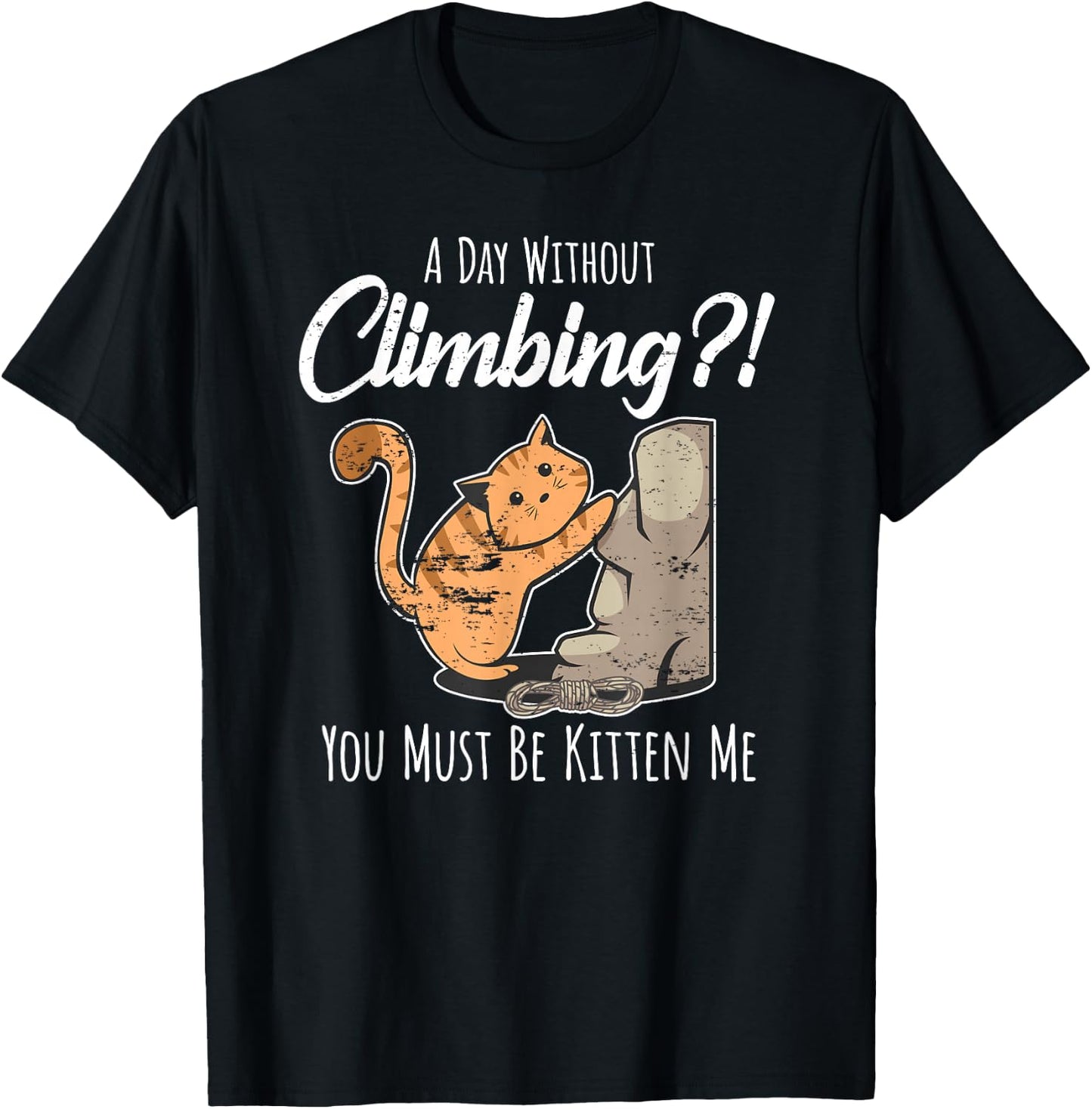 Rock Climbing Mountain Climber Cragsman Bouldering I Cat T-Shirt - T-Shirt | Black