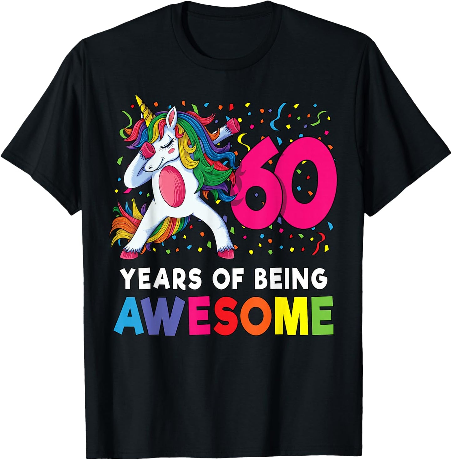 60th Birthday Unicorn Women Party Gift T-Shirt - T-Shirt | Black
