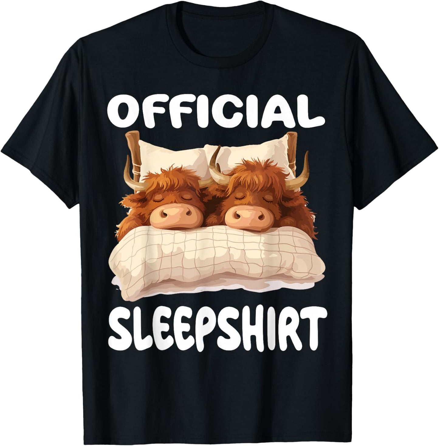 Scottish Highland Cow Official Sleepshirt Pajamas Nightgown T-Shirt - T-Shirt | Black