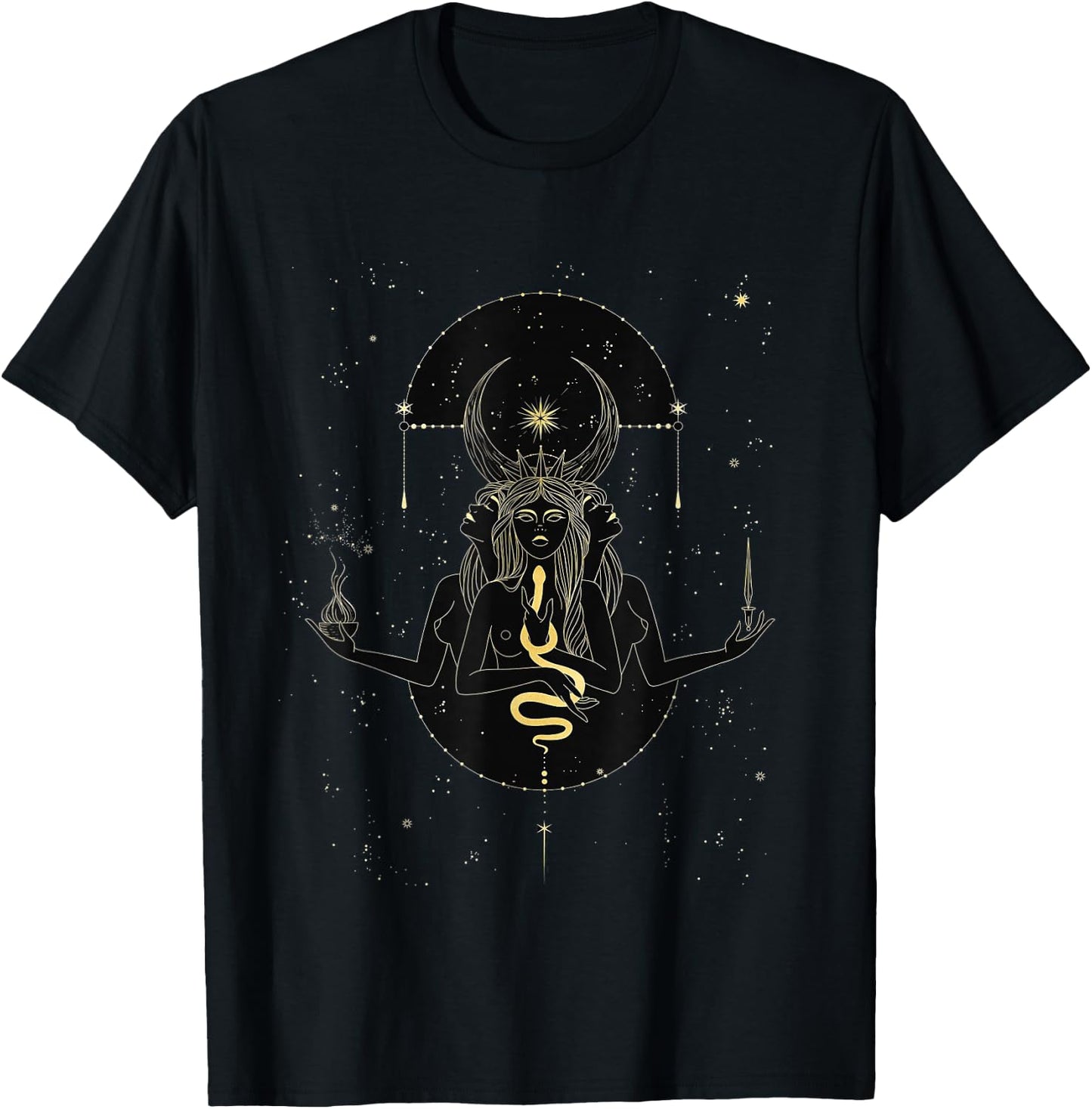 The Goddess Hecate Tarot Card Triple Moon Wiccan Witch T-Shirt - T-Shirt | Black