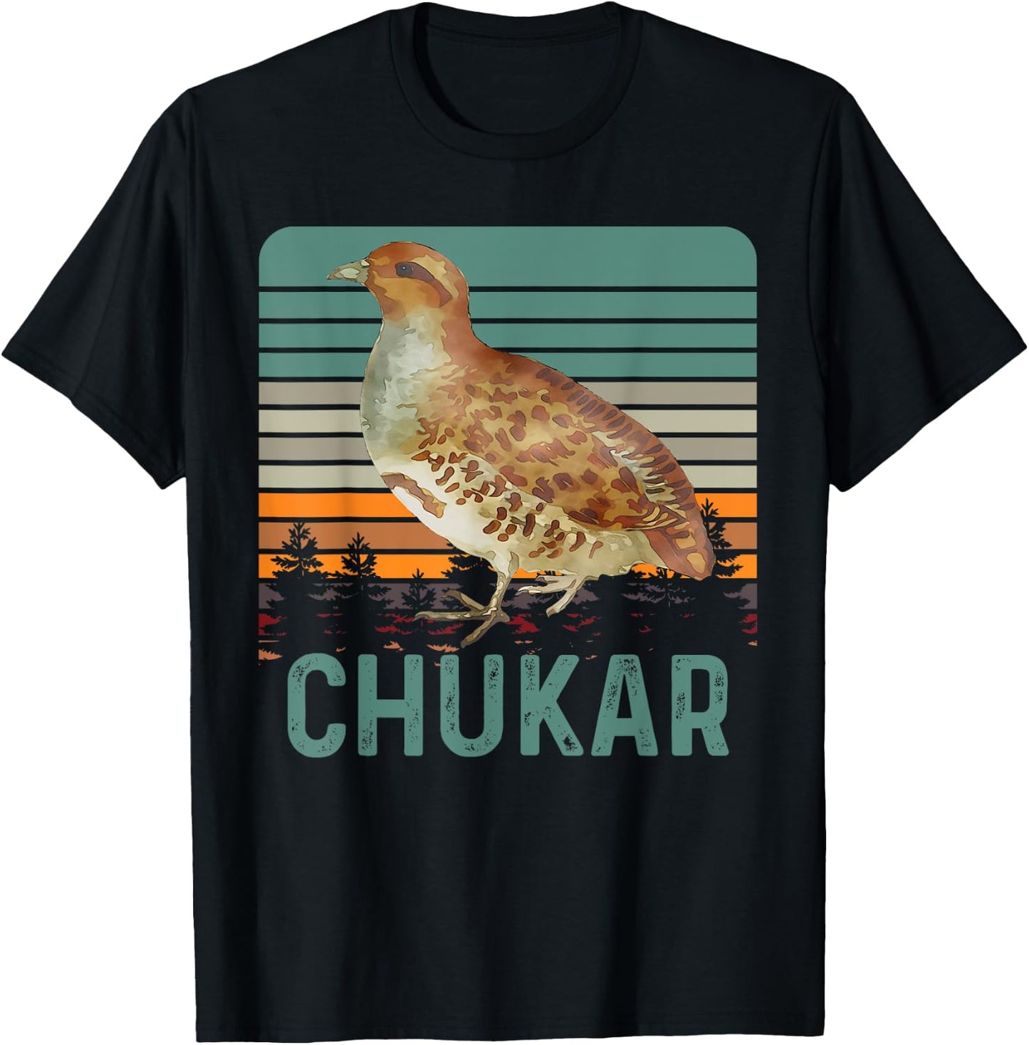 Funny Chukar Retro Vintage Funny Hunting T-Shirt - T-Shirt | Black