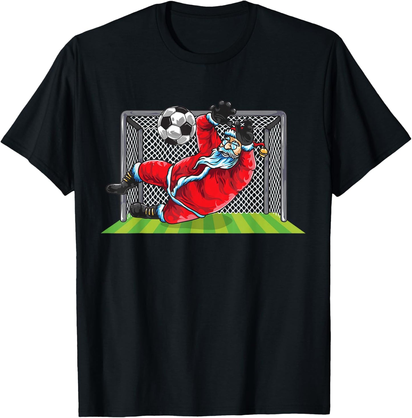 Soccer Goalie Santa Claus Christmas Sports Kids Boys Youth T-Shirt - T-Shirt | Black