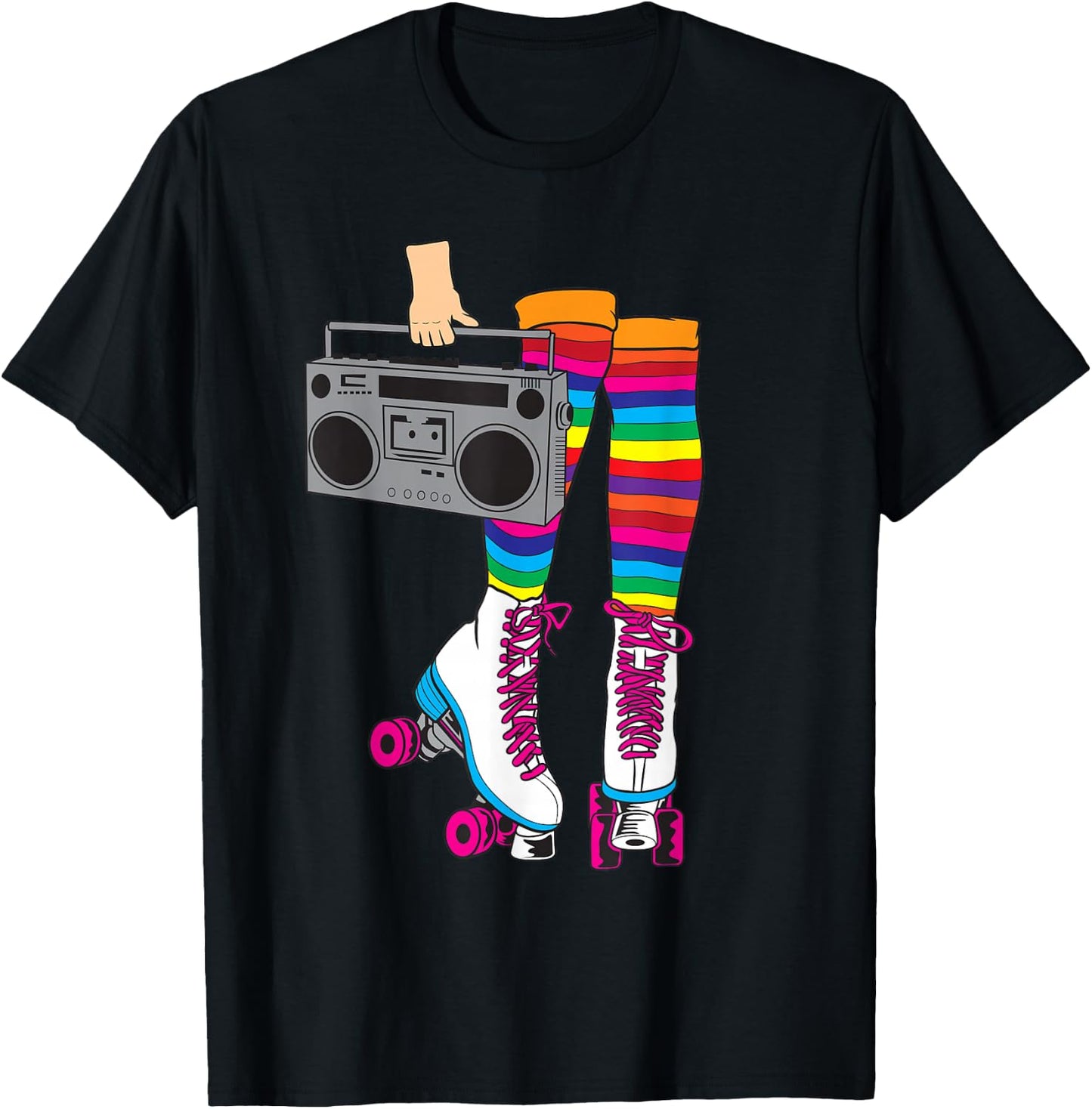 Retro Rollerskates Funny 80's Roller Disco Skating Girl Gift T-Shirt - T-Shirt | Black