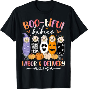 Bootiful Babies Labor and Delivery Nurse Halloween L&D Nurse T-Shirt - T-Shirt | Black