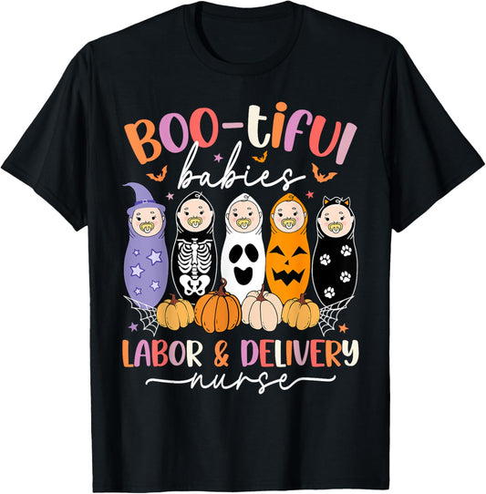 Bootiful Babies Labor and Delivery Nurse Halloween L&D Nurse T-Shirt - T-Shirt | Black