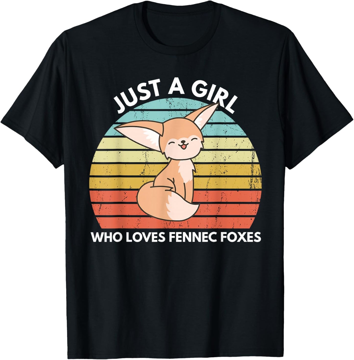 Just A Girl Who Loves Fennec Foxes Cute Fennec Fox Kawaii T-Shirt - T-Shirt | Black