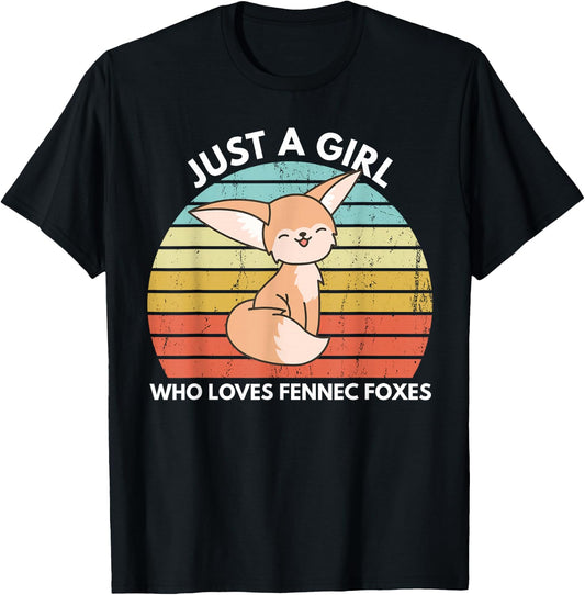 Just A Girl Who Loves Fennec Foxes Cute Fennec Fox Kawaii T-Shirt - T-Shirt | Black