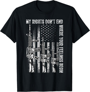 My Rights Don't End Where Your Feelings Begin USA Flag Gun Small T-Shirt - T-Shirt | Black