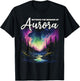 Aurora Borealis Dark Sky Nature Light Display T-Shirt - T-Shirt | Black