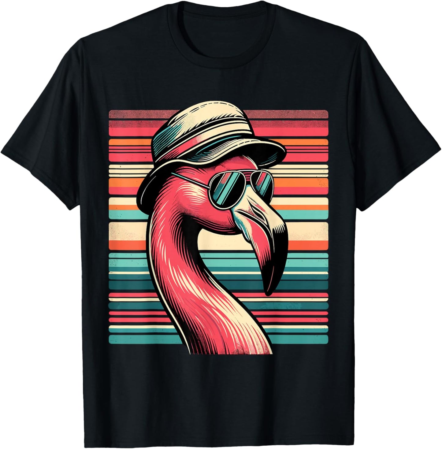Flamingo in Sunglasses Flamingo T-Shirt - T-Shirt | Black