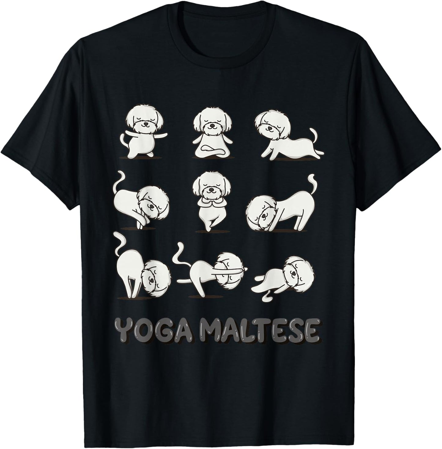 Maltese Yoga Shirt Maltese Yoga Pose Meditation T-Shirt - T-Shirt | Black