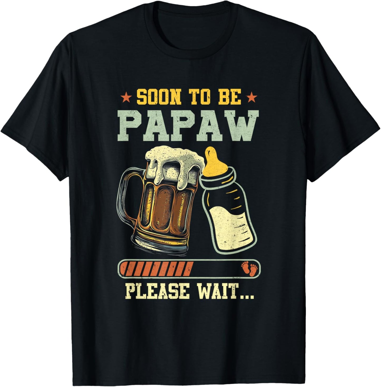 Soon To Be Papaw Est 2026 Pregnancy Announcement Loading T-Shirt - T-Shirt | Black