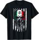 Skull Patriotic Mexican American Aztec Day of The Dead T-Shirt - T-Shirt | Black