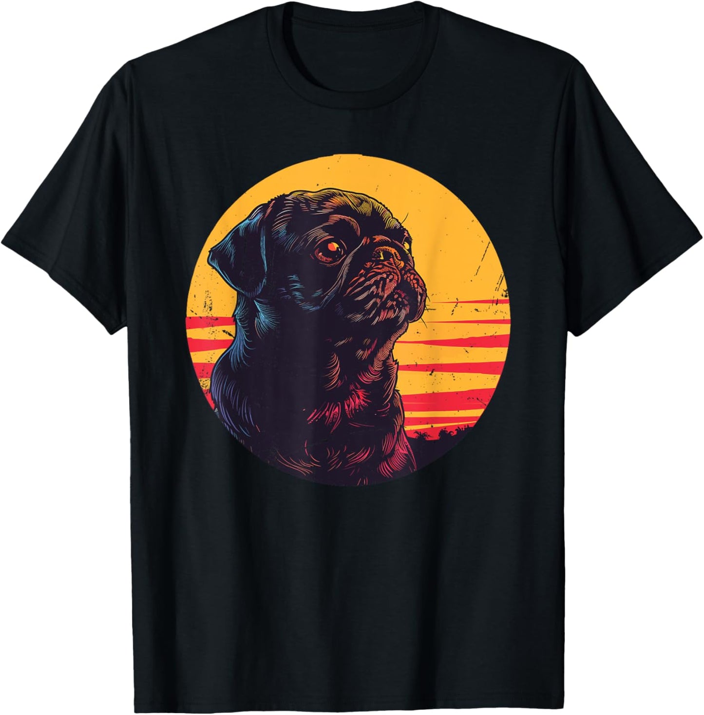 Retro Vintage Pug Christmas Birthday Gift Pug Dog Owner Women Kids T-Shirt - T-Shirt | Black