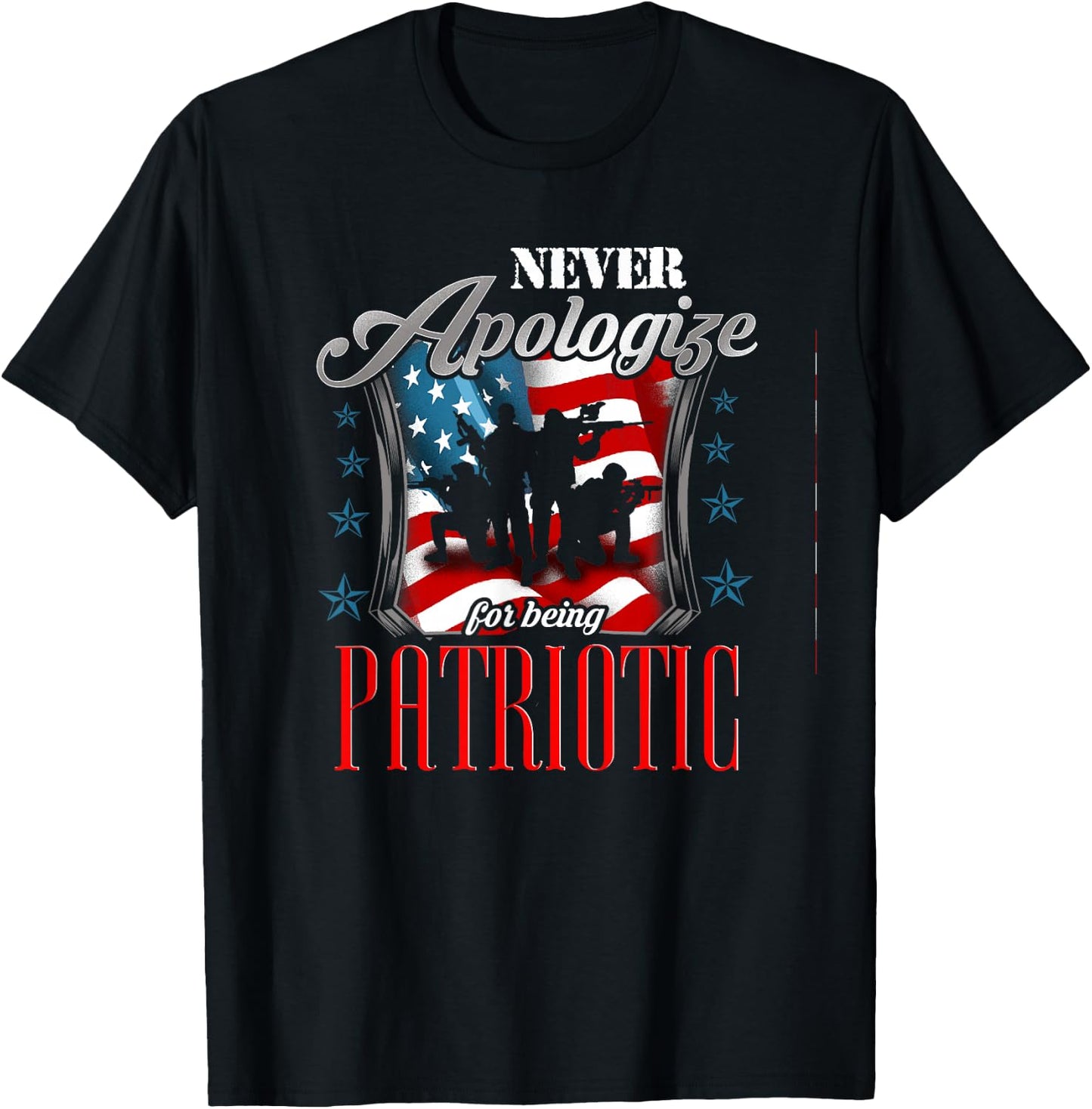 LongshanksTees Never Apologize For Being Patriotic T-Shirt - T-Shirt | Black