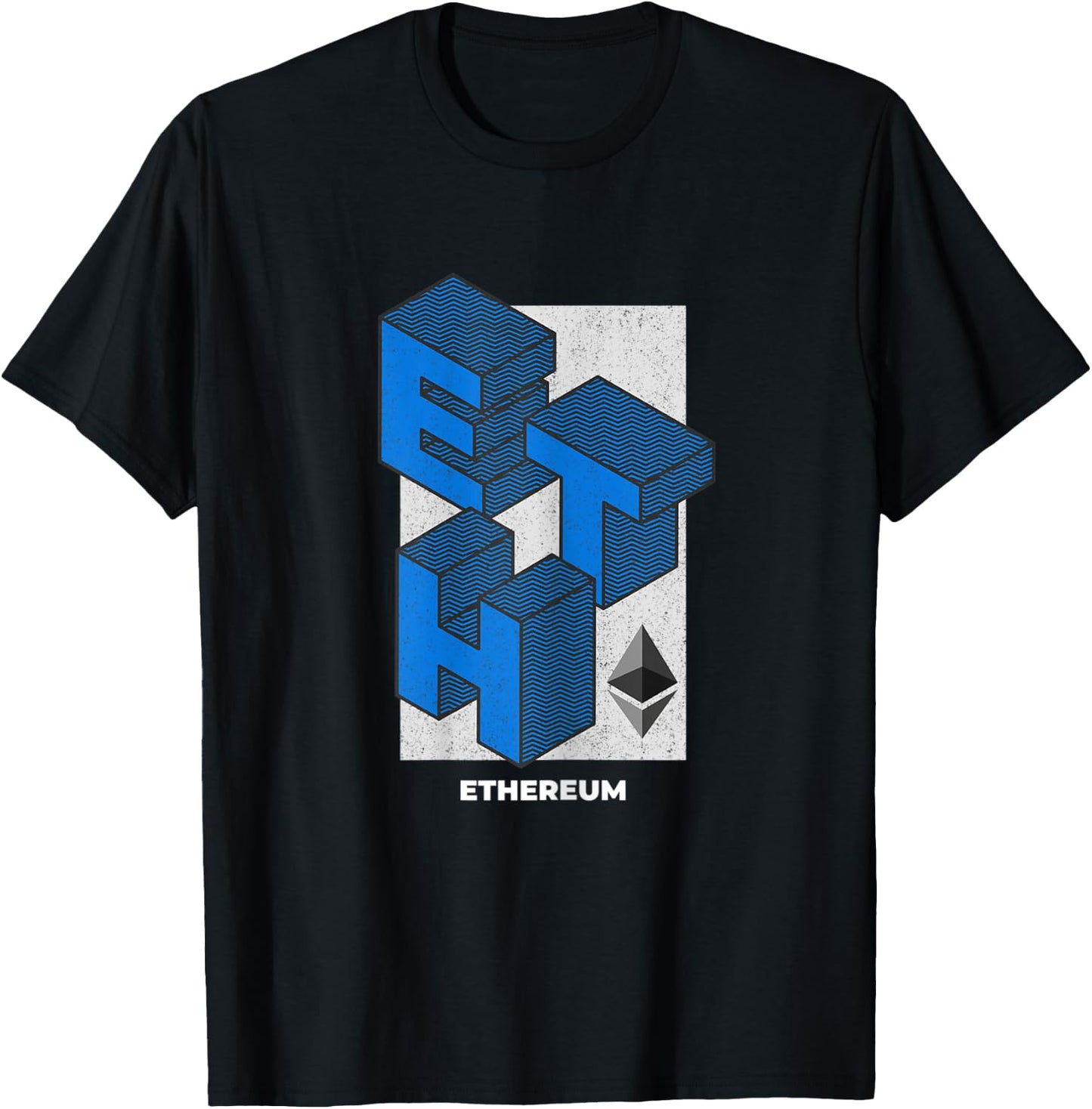 Ethereum Crypto Isometric Text ETH Cryptocurrency Shirt T-Shirt - T-Shirt | Black