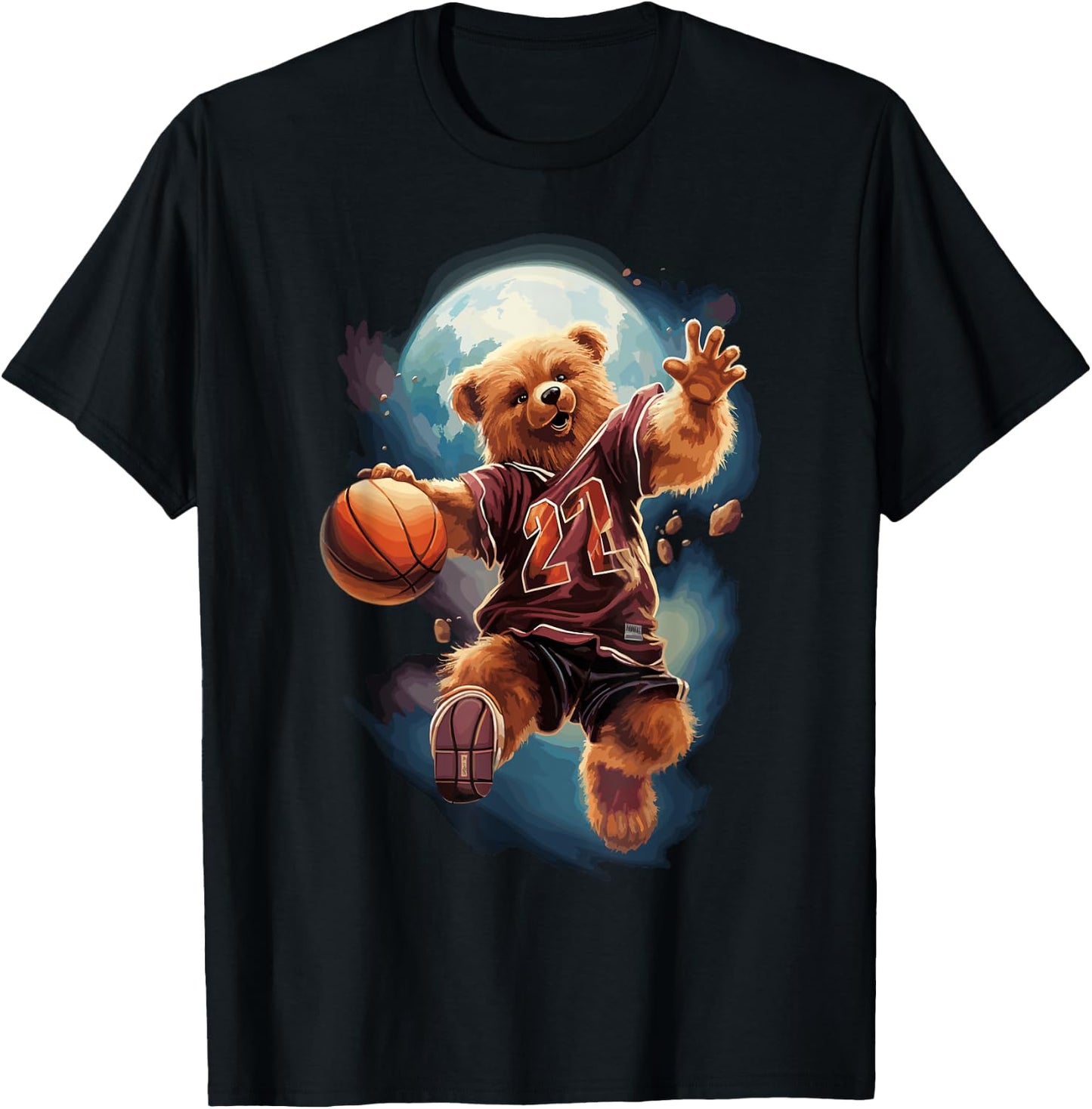 Cute teddy bear playing basketball Sport Women Kids T-Shirt - T-Shirt | Black