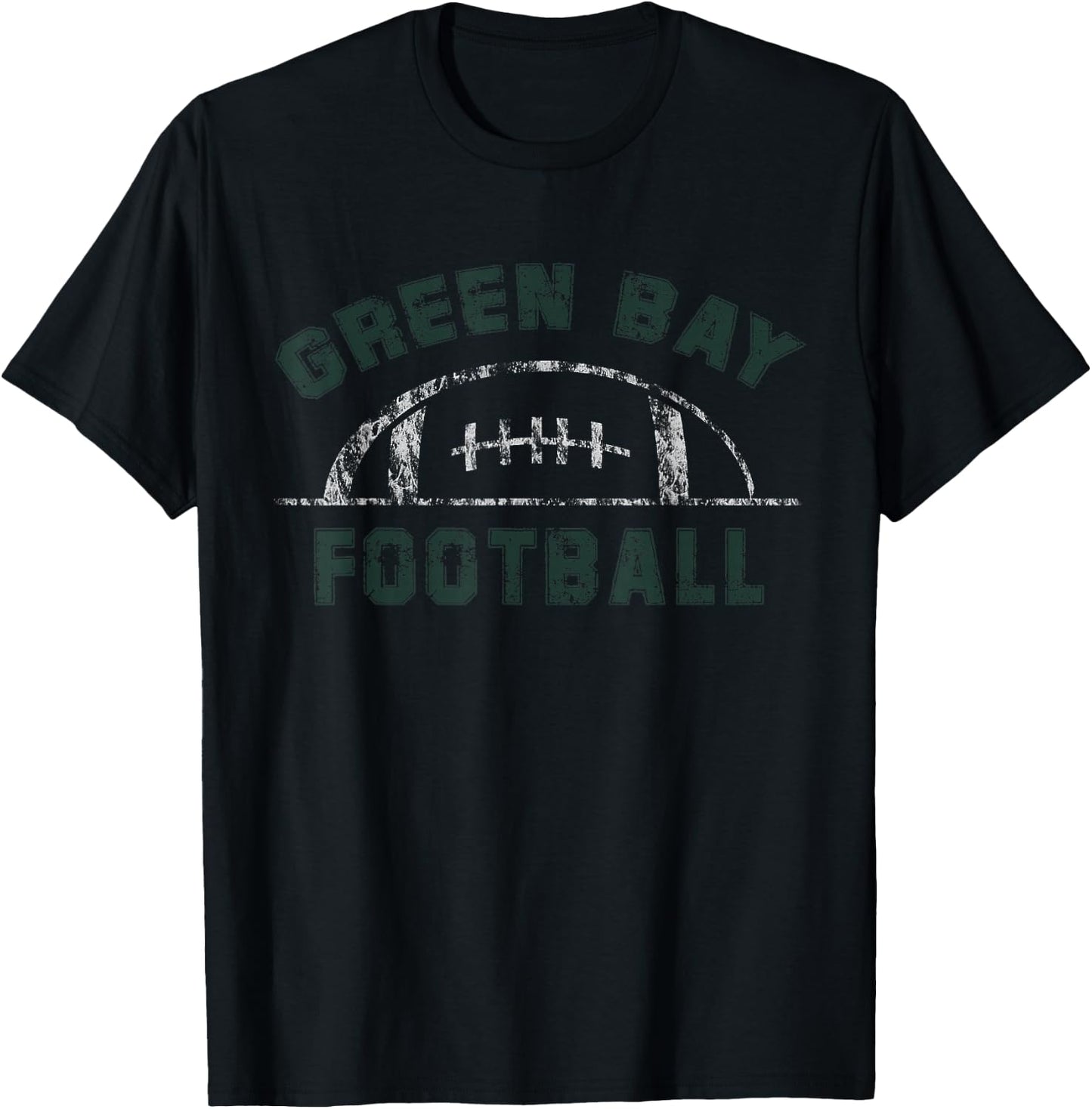 Green Bay Football | End Zone Game Day Distressed Vintage T-Shirt - T-Shirt | Black