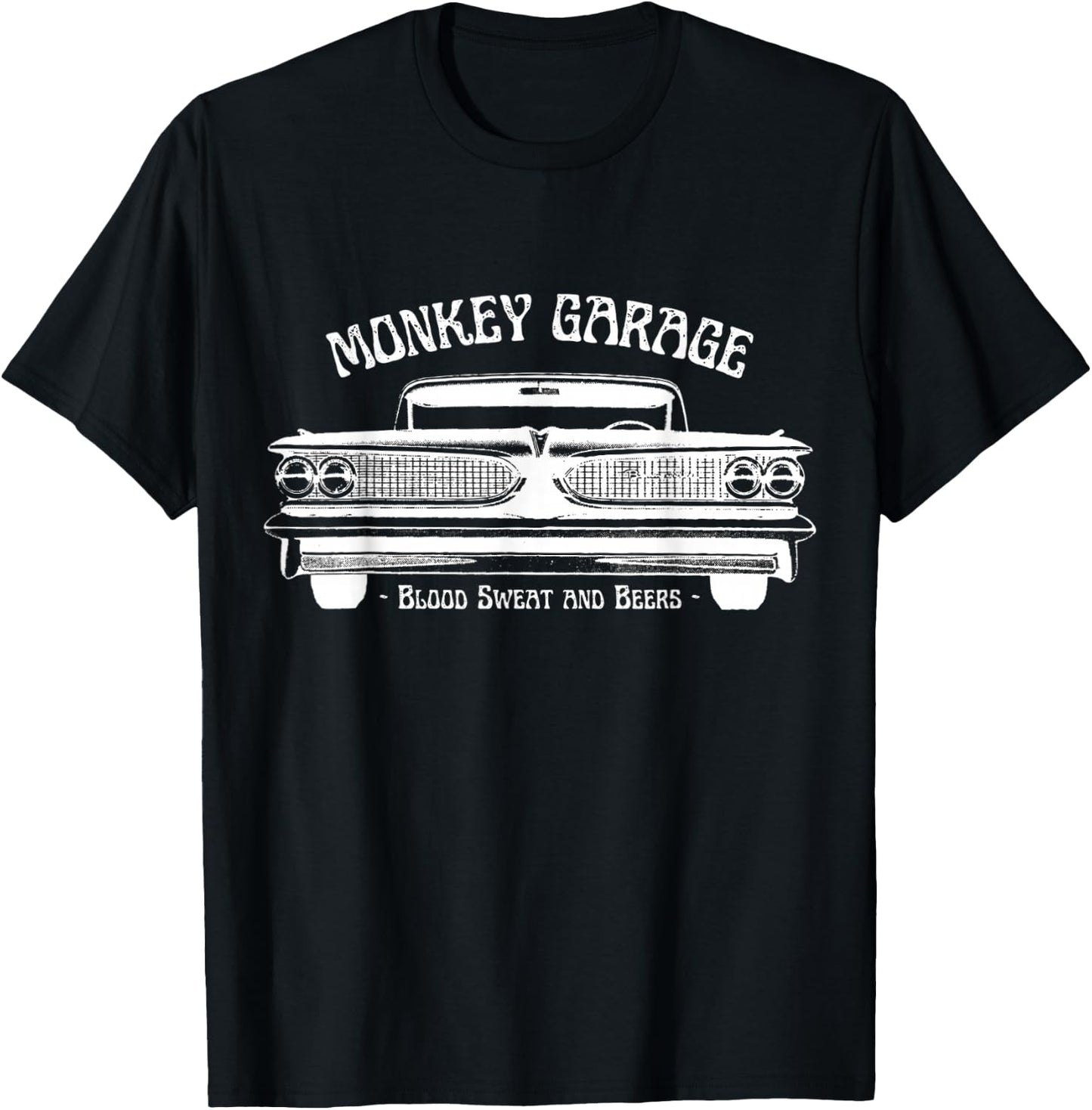 Monkey Garage: Gas Station: Blood Sweat and Beers T-Shirt - T-Shirt | Black
