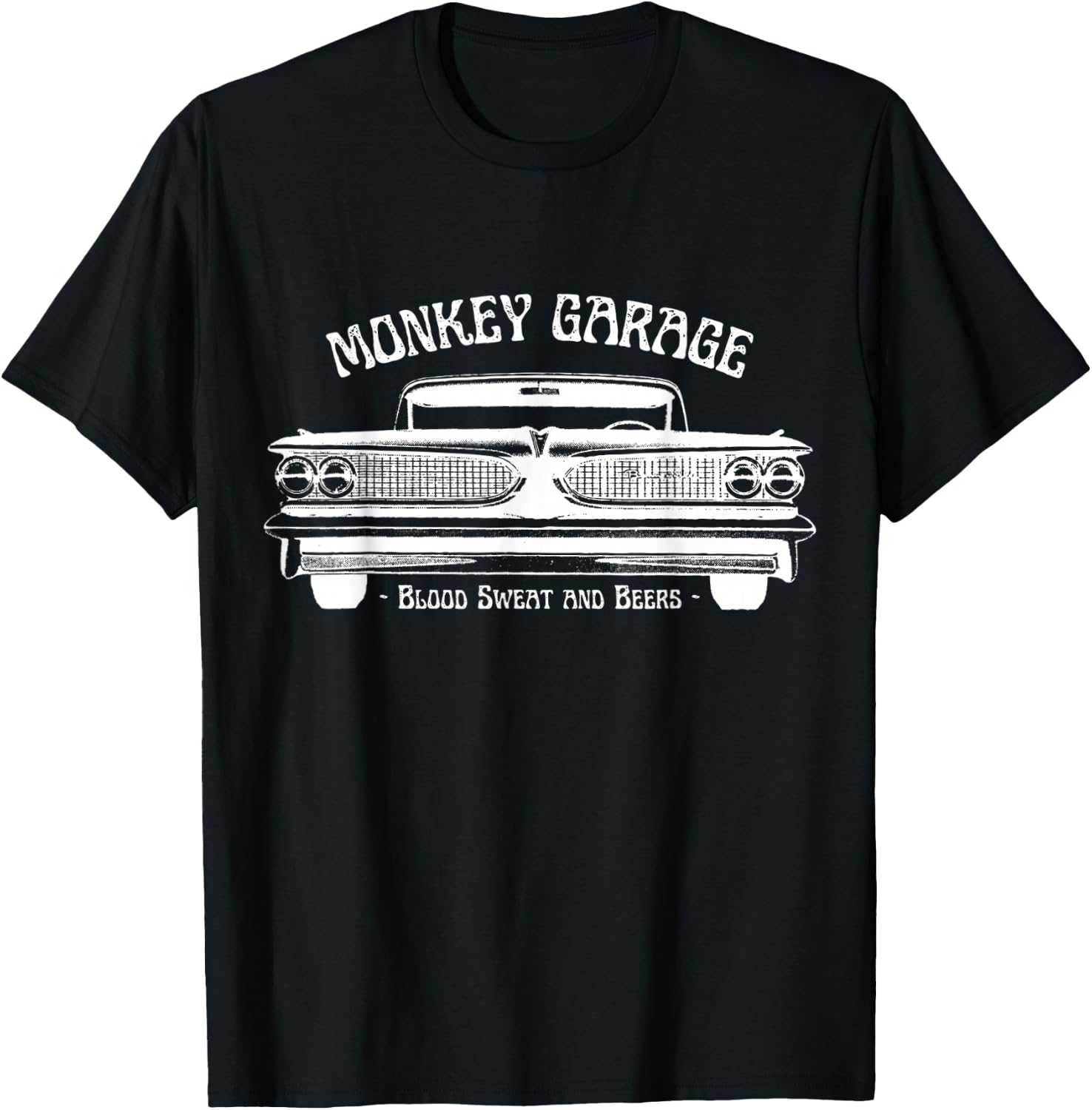 Monkey Garage: Gas Station: Blood Sweat and Beers T-Shirt - T-Shirt | Black