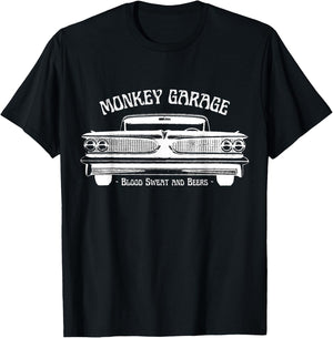 Monkey Garage: Gas Station: Blood Sweat and Beers T-Shirt - T-Shirt | Black
